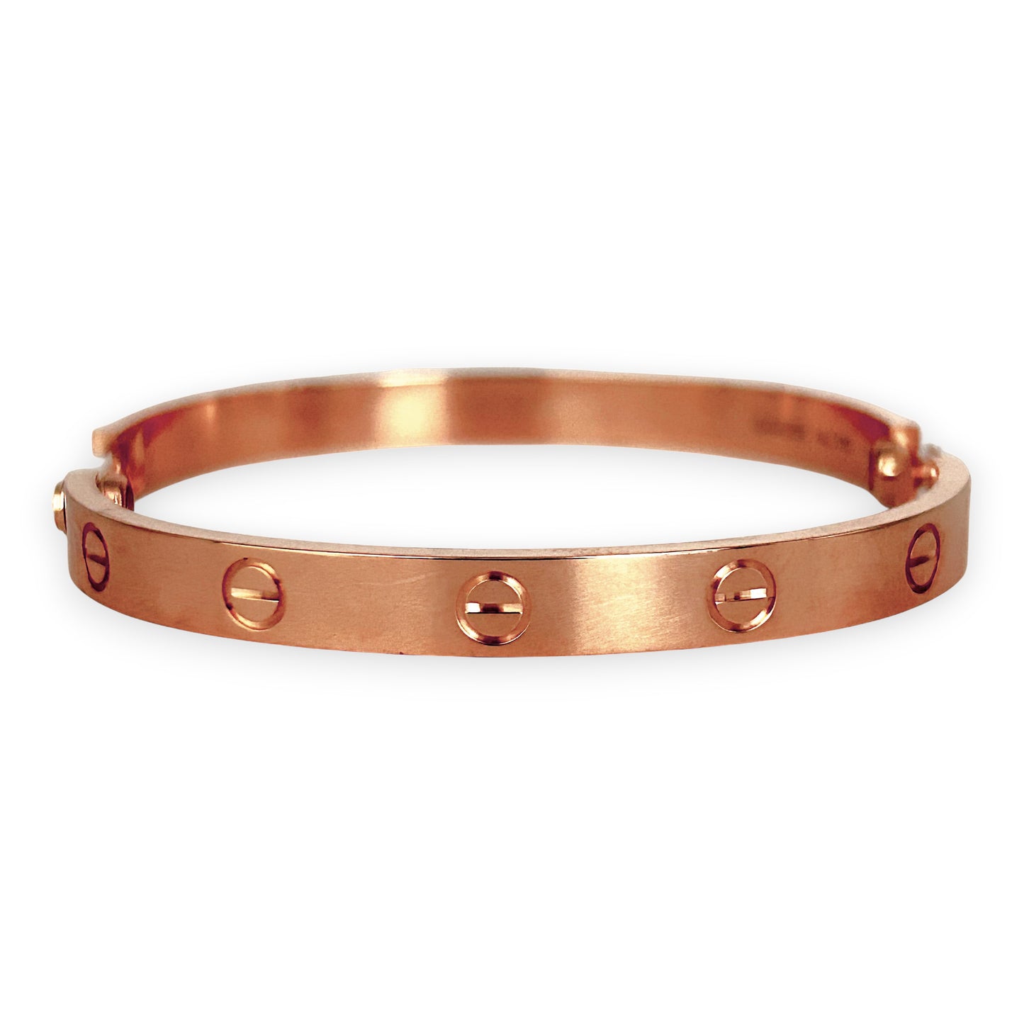 GOLD DEAL | 18kt Authentic Cartier Love Bracelet Classic Rose Gold Bracelet Size 17 with screw motif