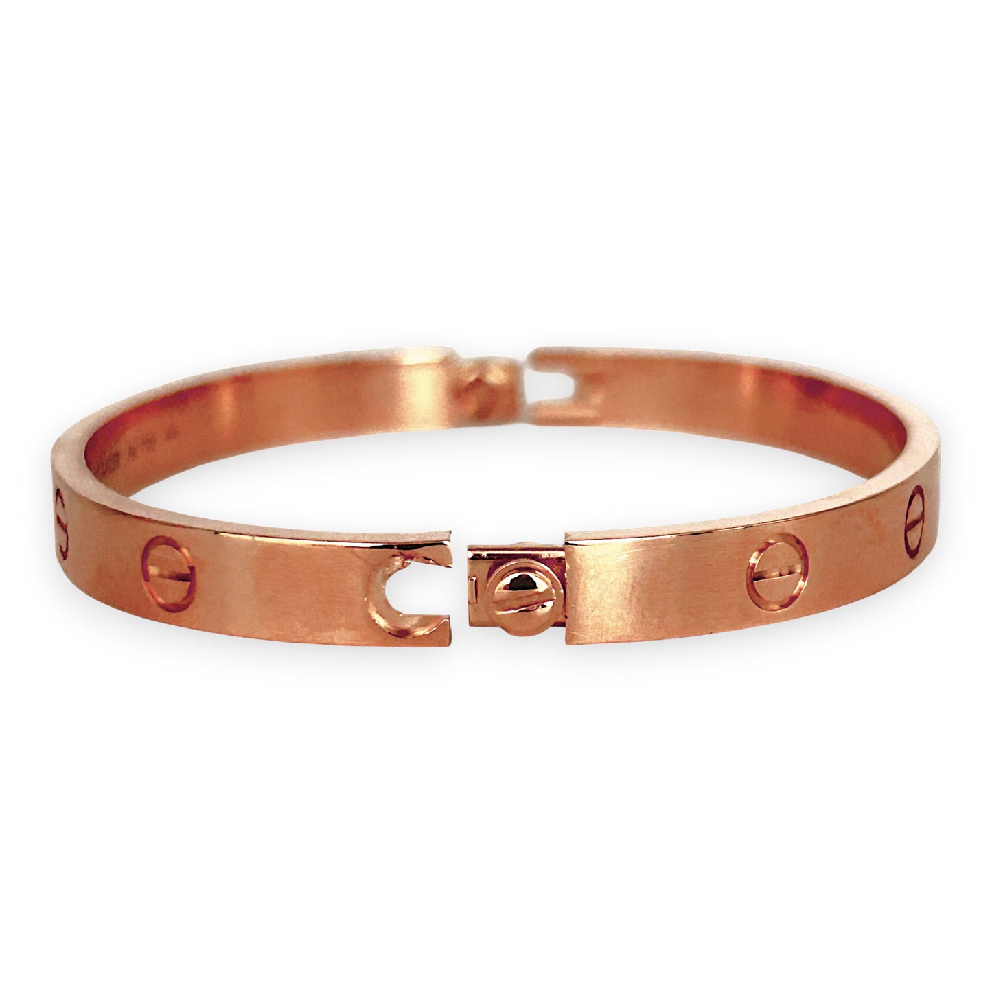 GOLD DEAL | 18kt Authentic Cartier Love Bracelet Classic Rose Gold Bracelet Size 17 with screw motif