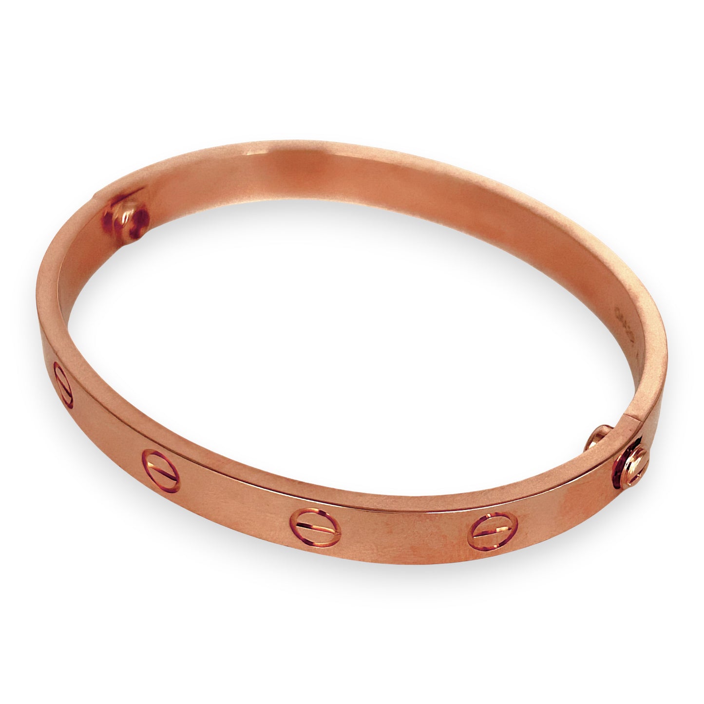 GOLD DEAL | 18kt Authentic Cartier Love Bracelet Classic Rose Gold Bracelet Size 17 with screw motif