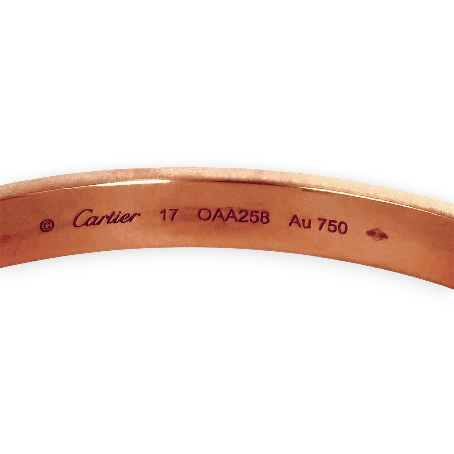 GOLD DEAL | 18kt Authentic Cartier Love Bracelet Classic Rose Gold Bracelet Size 17 with screw motif