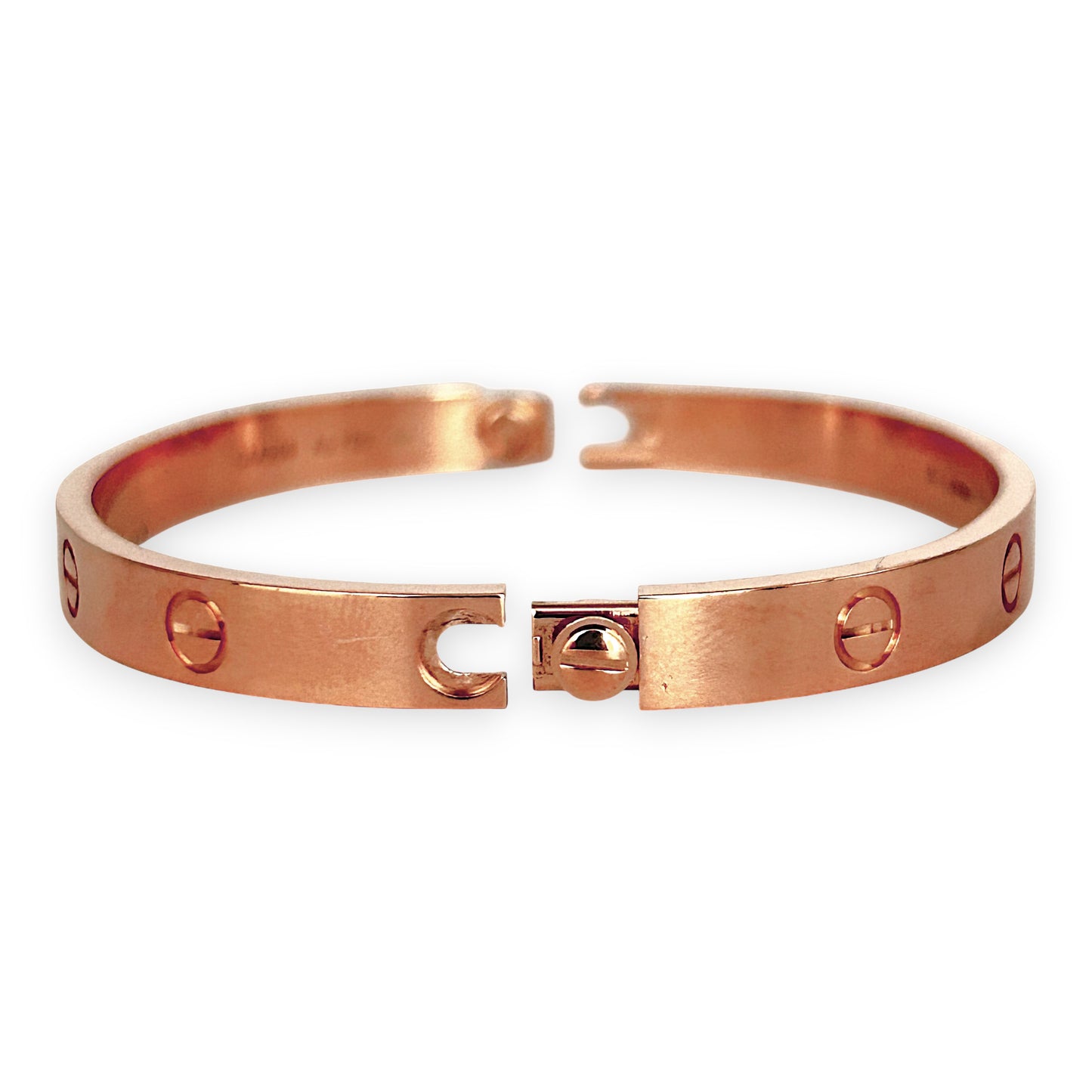 GOLD DEAL | 18kt Authentic Cartier Love Bracelet Classic Rose Gold Bracelet Size 17 with screw motif