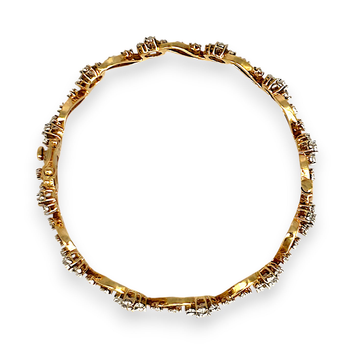 GOLD DEAL | 18ct (18K) Gold Diamond Floral Wave Bangle Valuation $13,000