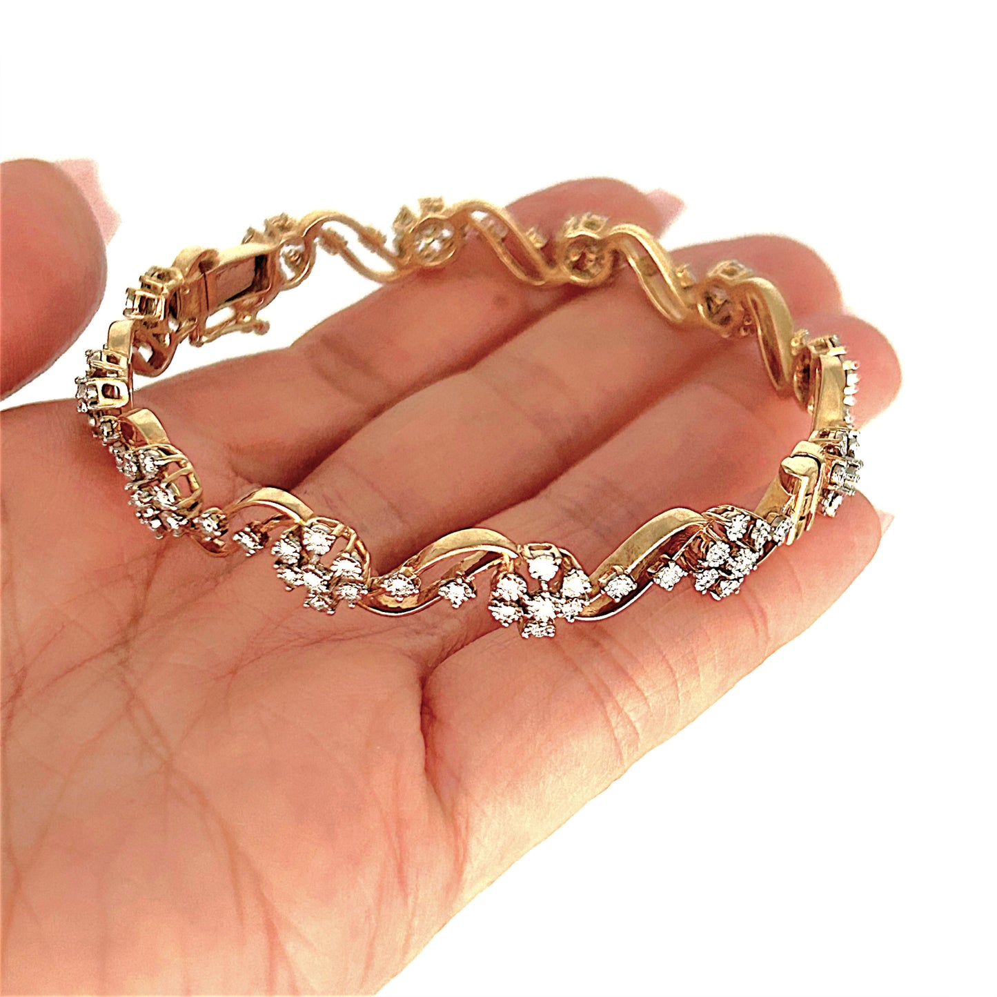 GOLD DEAL | 18ct (18K) Gold Diamond Floral Wave Bangle Valuation $13,000