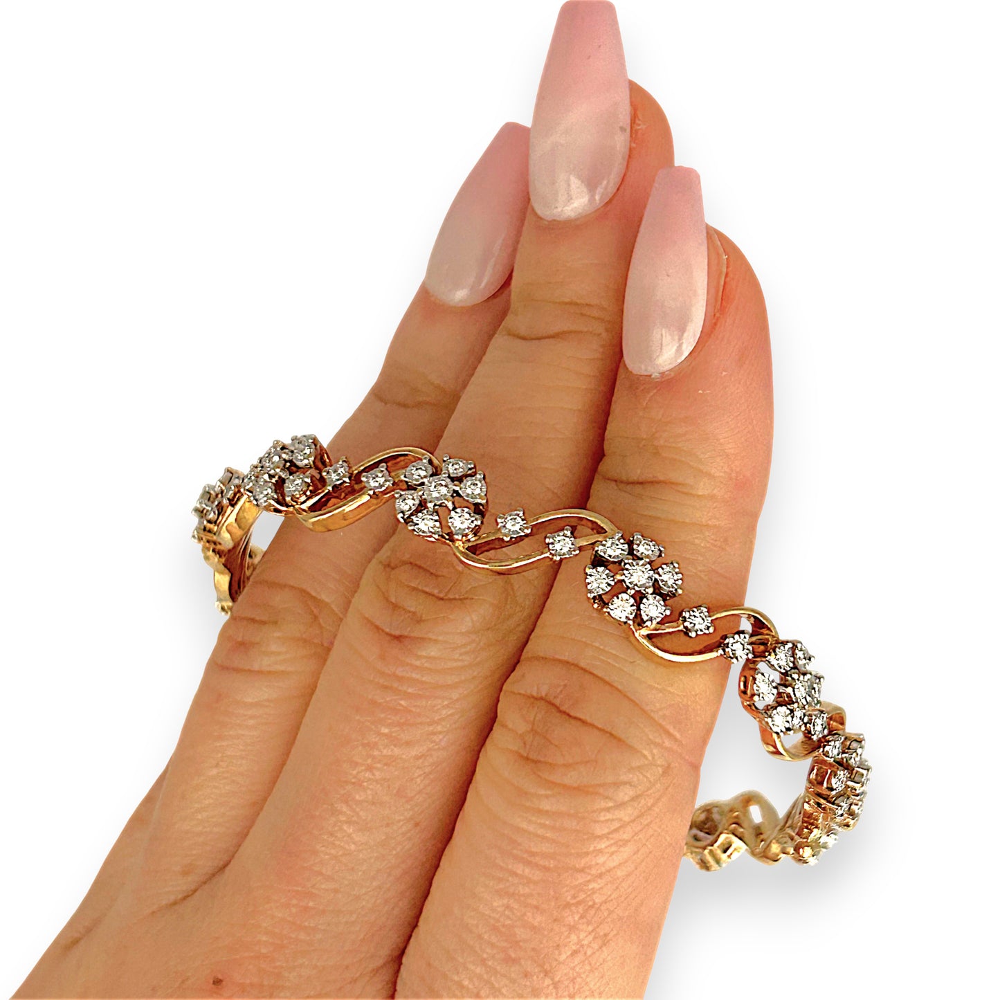 GOLD DEAL | 18ct (18K) Gold Diamond Floral Wave Bangle Valuation $13,000