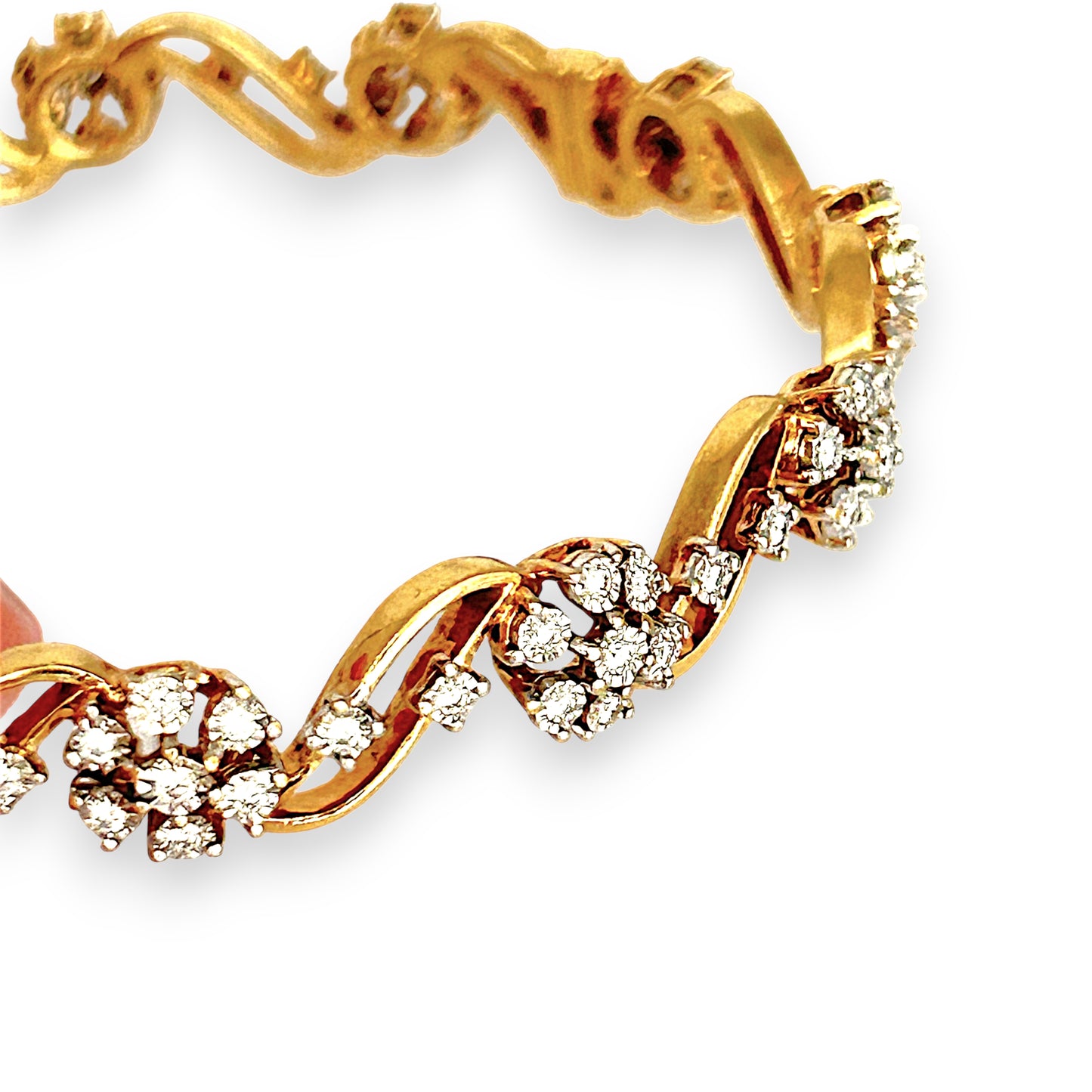 GOLD DEAL | 18ct (18K) Gold Diamond Floral Wave Bangle Valuation $13,000