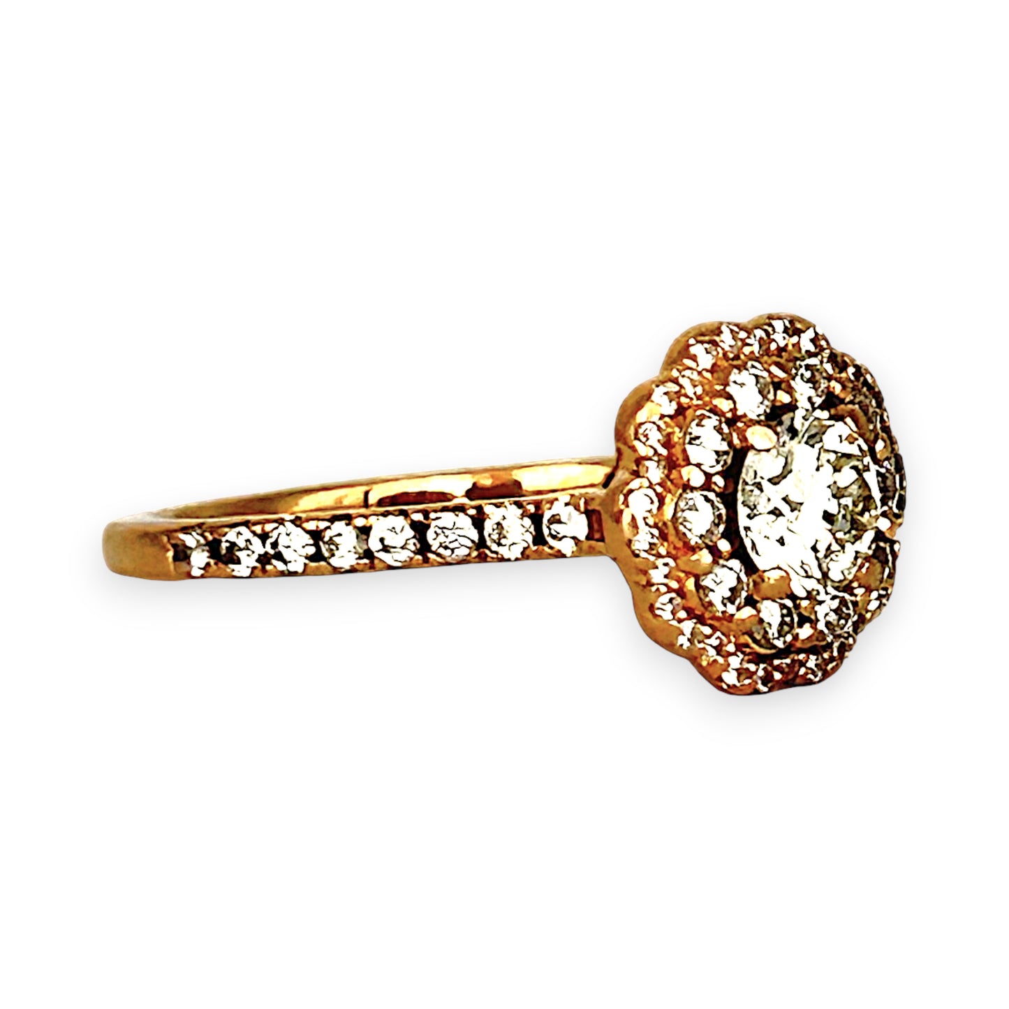 GOLD DEAL | 18ct (18K) Rose Gold Diamond Floral Halo Ring TDW 0.77ct Valuation $4,950