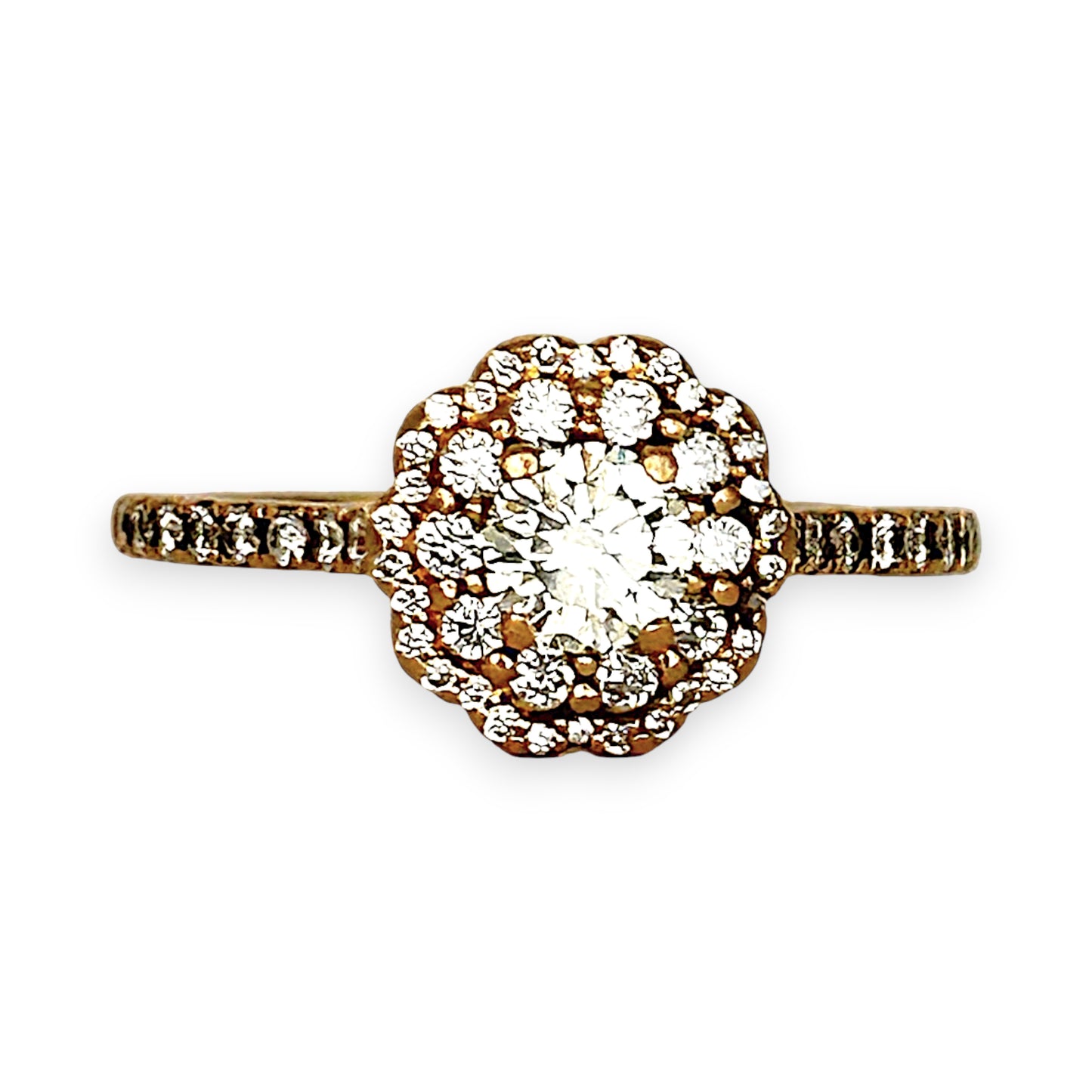 GOLD DEAL | 18ct (18K) Rose Gold Diamond Floral Halo Ring TDW 0.77ct Valuation $4,950