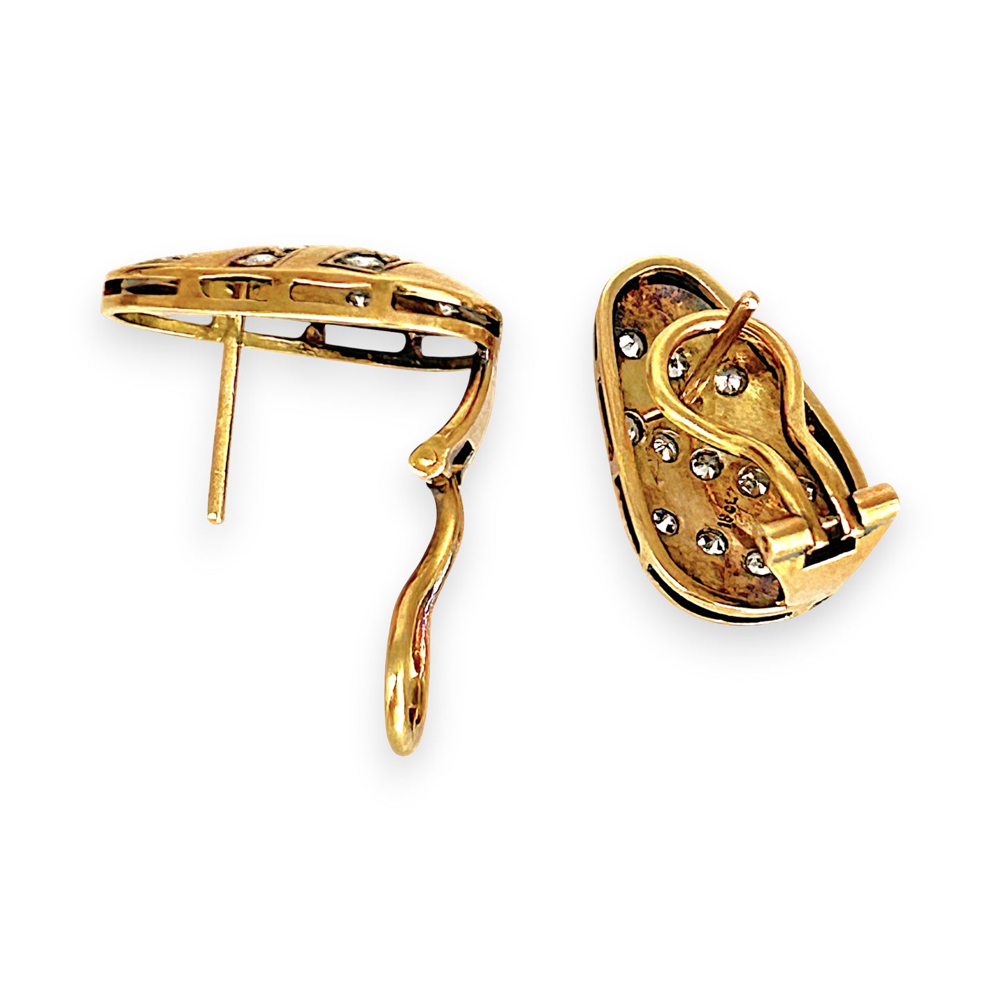 GOLD DEAL | 18ct (18K) Vintage Elegant Row of Diamonds 0.72ct Clip Back Earrings