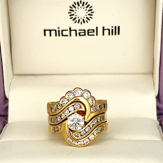 GOLD DEAL | 18ct (18K) Gold Cascading Brilliance Diamond Ring Valuation $16,750