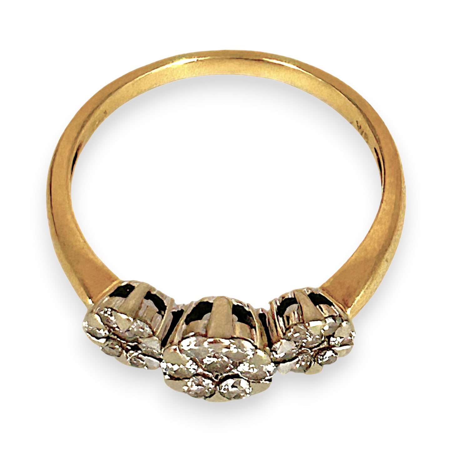 GOLD DEAL | 18ct (18K) Gold Triple Diamond Cluster Ring TDW 0.42ct