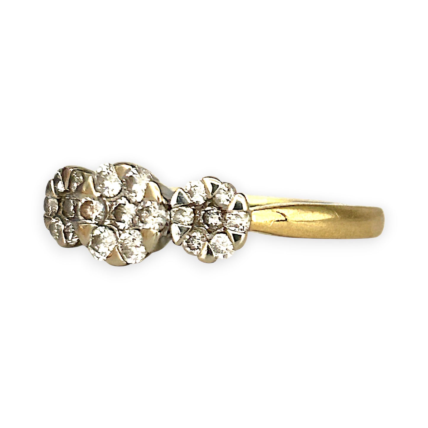 GOLD DEAL | 18ct (18K) Gold Triple Diamond Cluster Ring TDW 0.42ct