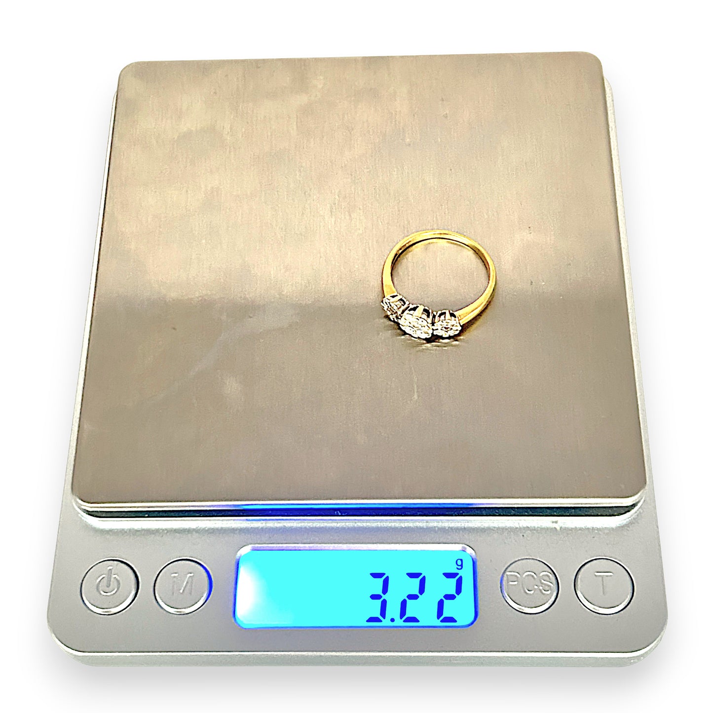 GOLD DEAL | 18ct (18K) Gold Triple Diamond Cluster Ring TDW 0.42ct