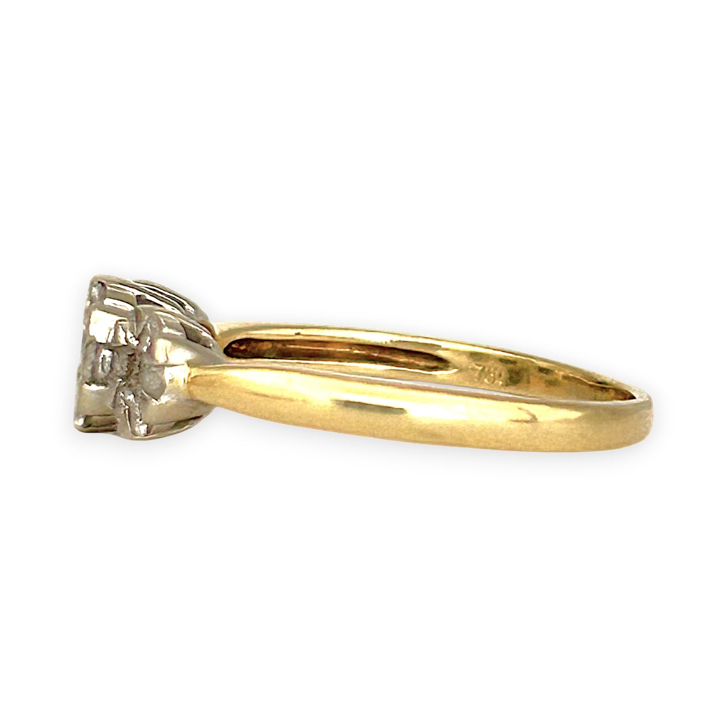 GOLD DEAL | 18ct (18K) Gold Triple Diamond Cluster Ring TDW 0.42ct