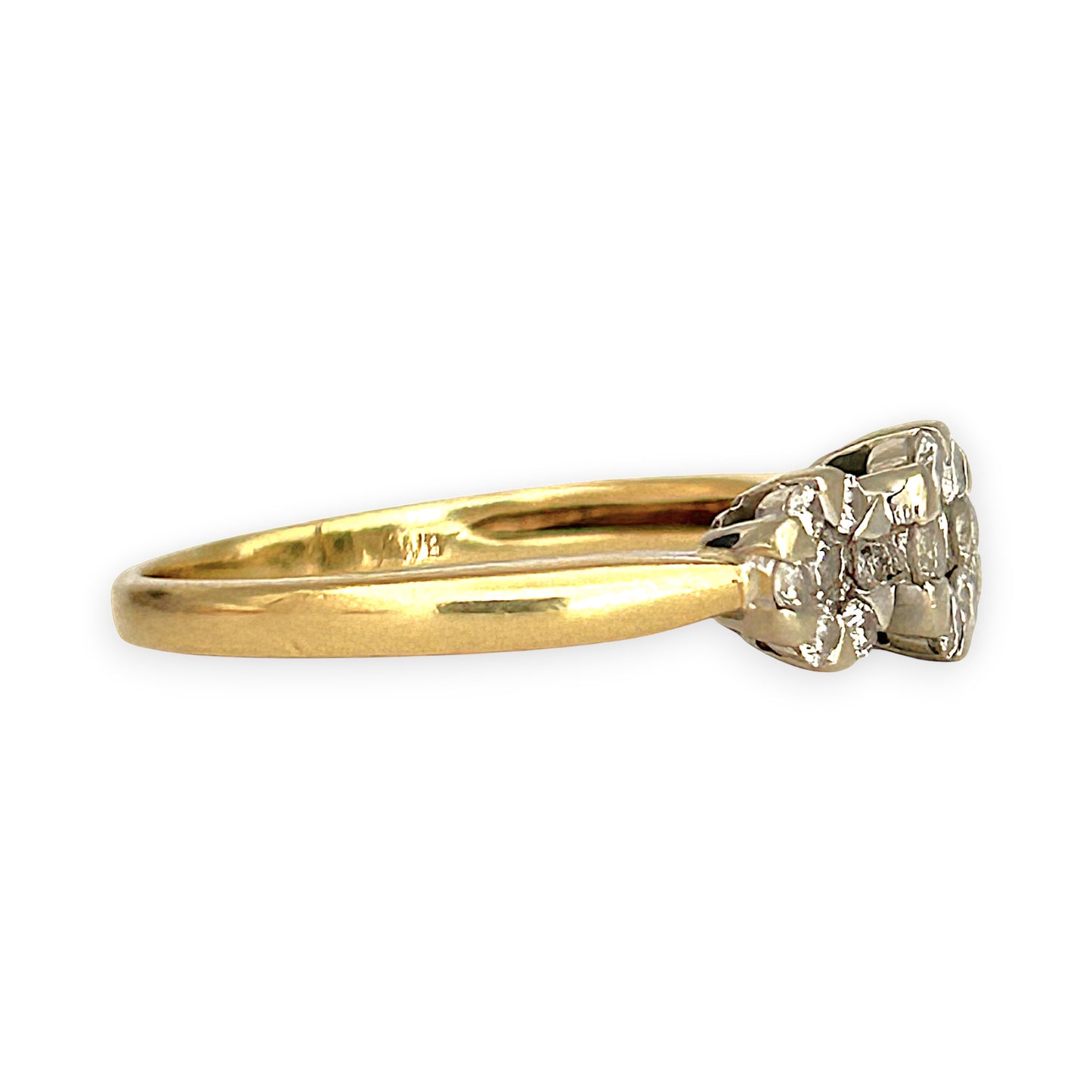 GOLD DEAL | 18ct (18K) Gold Triple Diamond Cluster Ring TDW 0.42ct