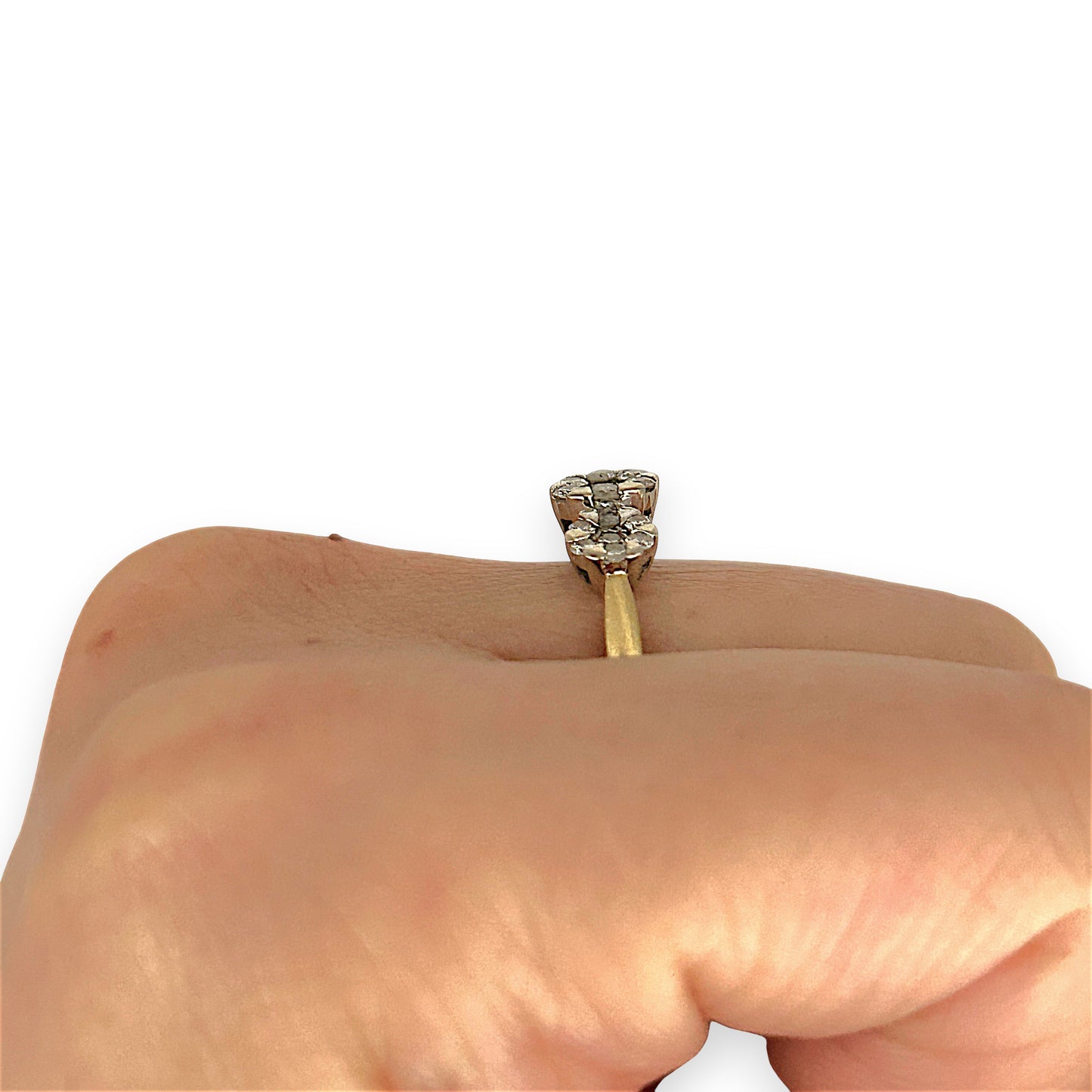 GOLD DEAL | 18ct (18K) Gold Triple Diamond Cluster Ring TDW 0.42ct