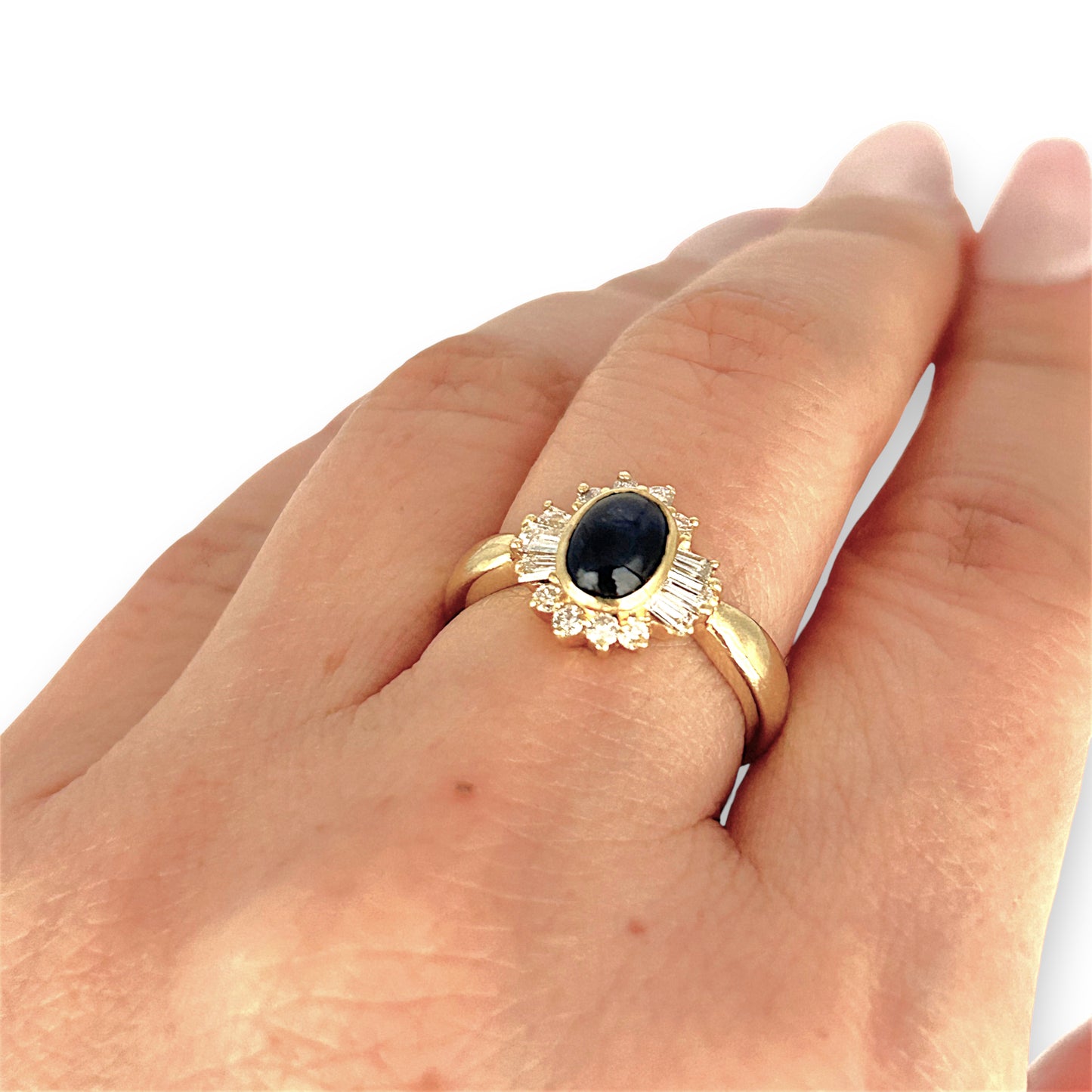 GOLD DEAL | 18ct (18K) Gold Midnight Bloom Sapphire & Diamond Ring Valuation $6,750