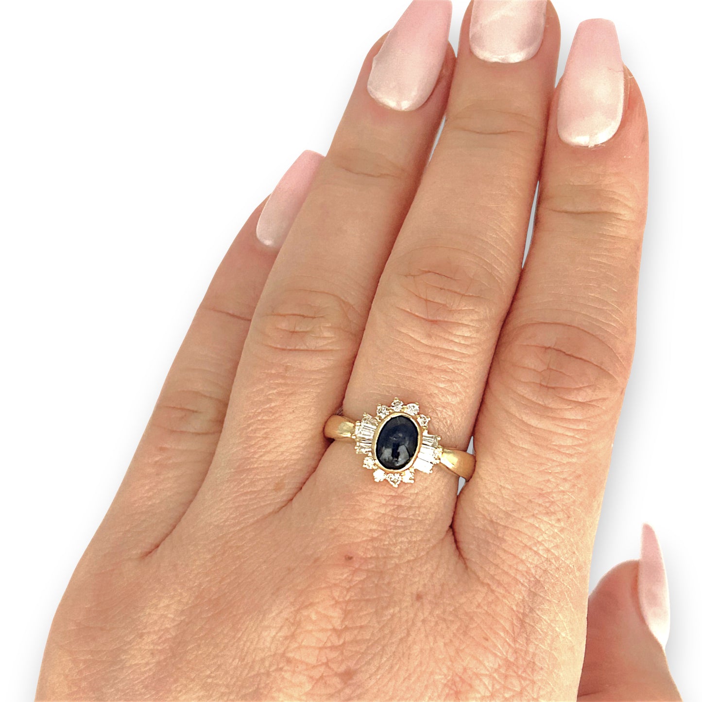 GOLD DEAL | 18ct (18K) Gold Midnight Bloom Sapphire & Diamond Ring Valuation $6,750