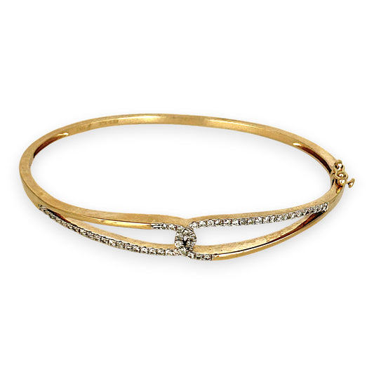 GOLD DEAL | 9ct Gold Elysian Knot Bangle with Diamonds Valuation $4,400. TDW 0.50ct.