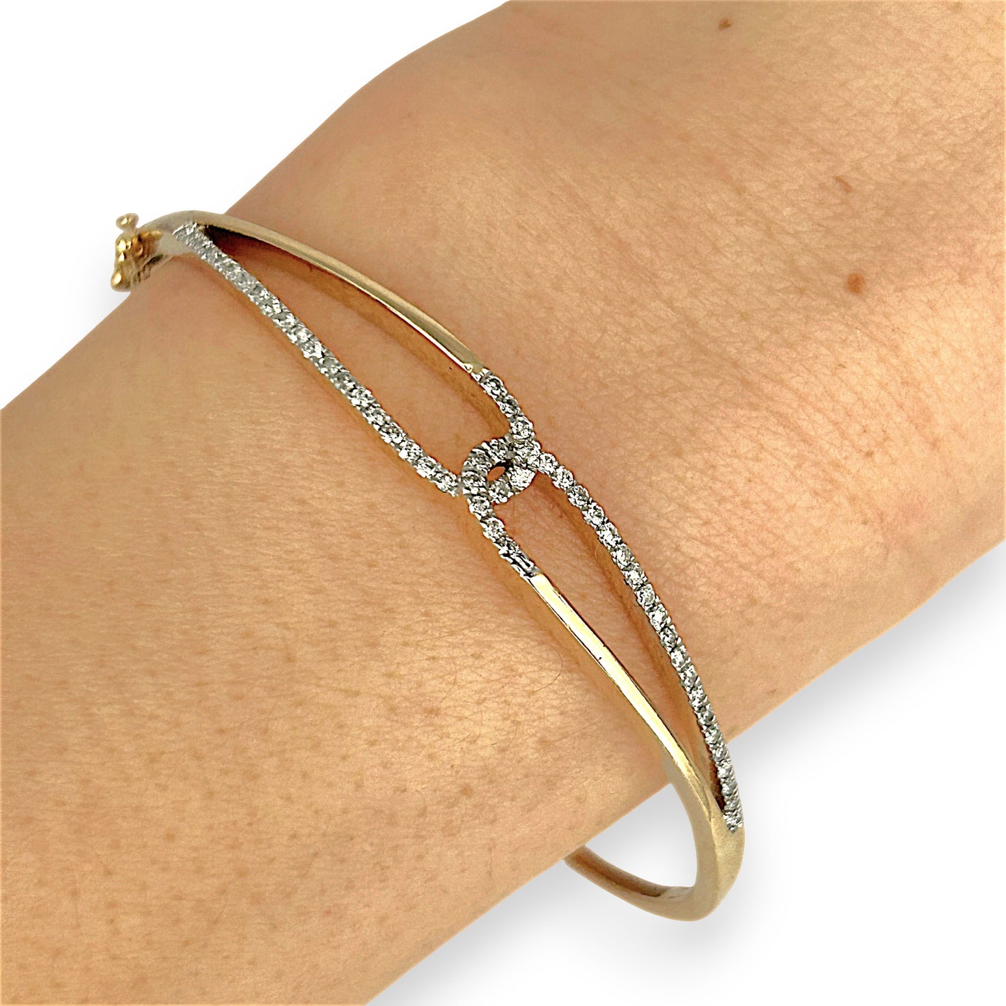 GOLD DEAL | 9ct Gold Elysian Knot Bangle with Diamonds Valuation $4,400. TDW 0.50ct.