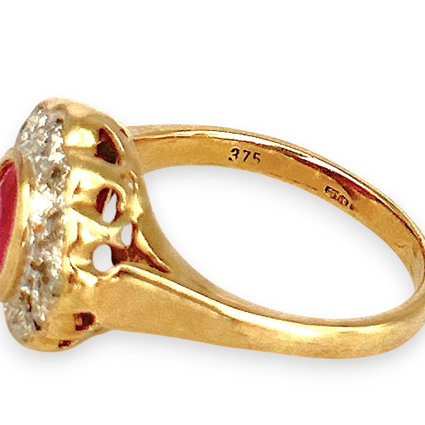 GOLD DEAL | 9ct Gold Refurbished Crimson Halo Ring Valuation: $2,950