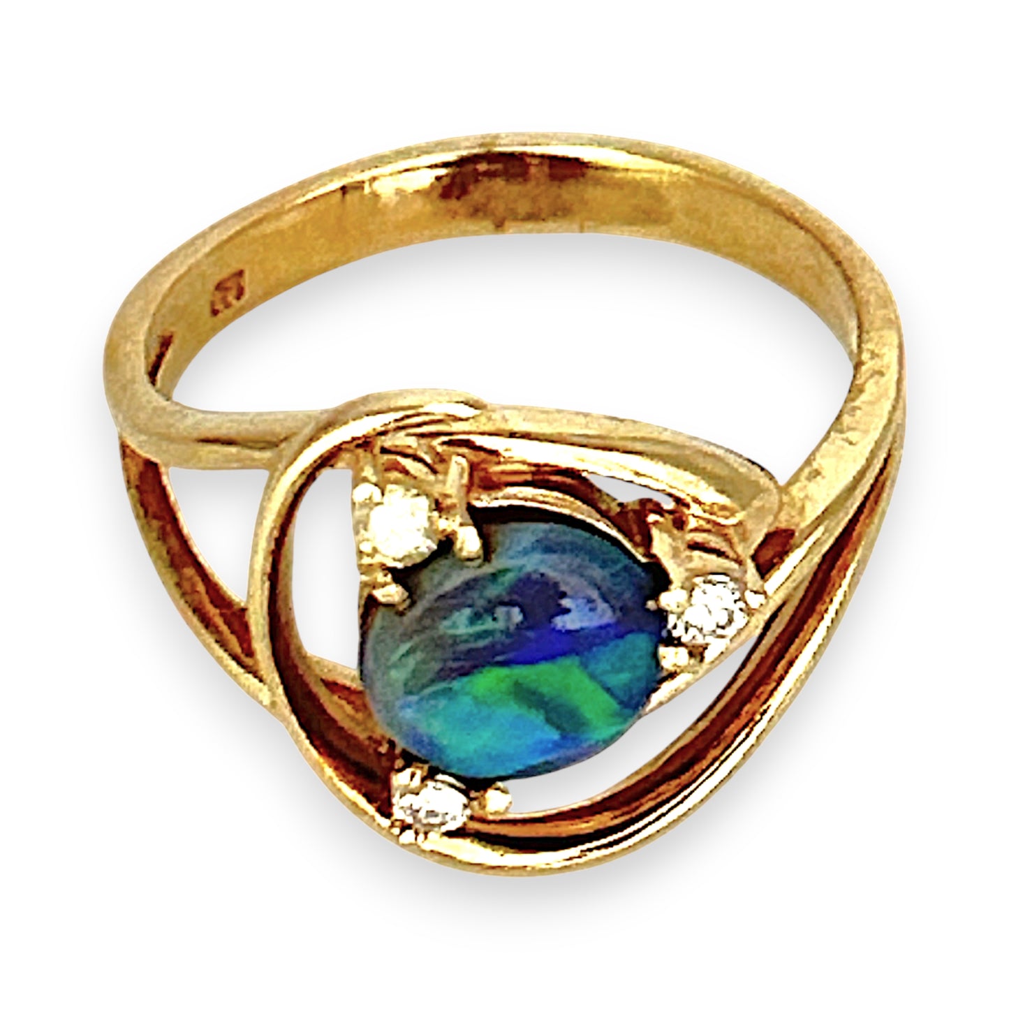 GOLD DEAL | 9ct Gold Midnight Flame Black Opal Ring Valuation: $2,000