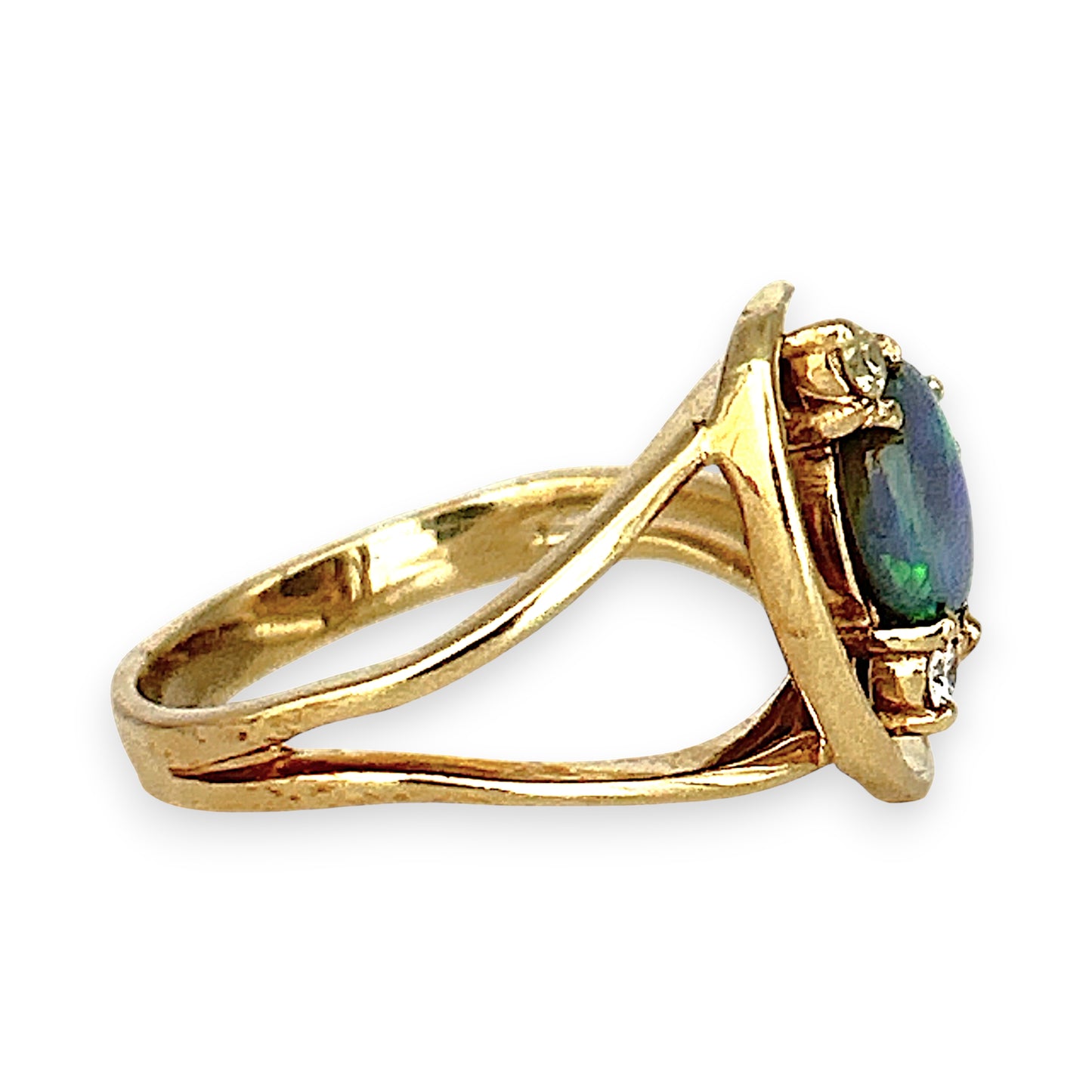 GOLD DEAL | 9ct Gold Midnight Flame Black Opal Ring Valuation: $2,000