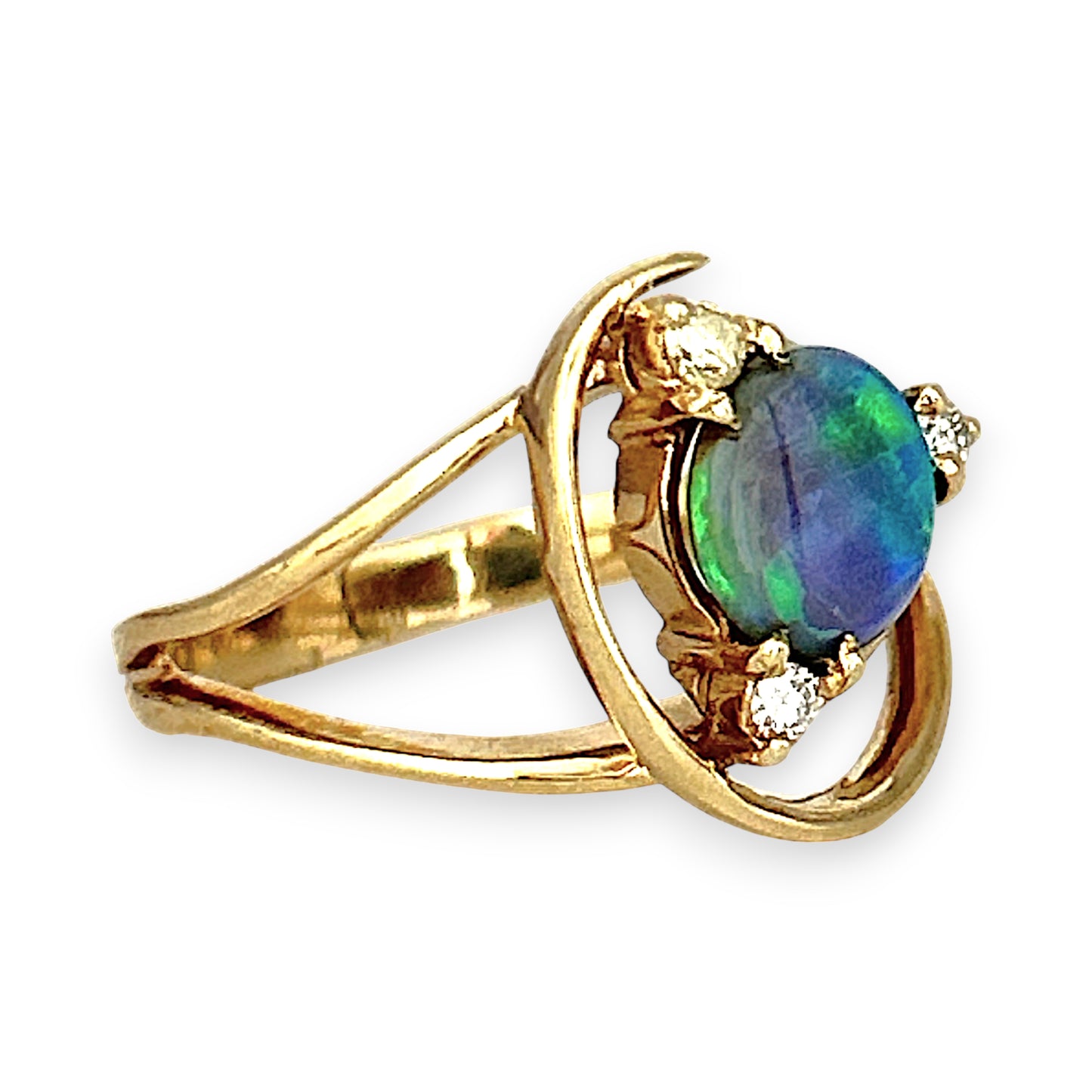 GOLD DEAL | 9ct Gold Midnight Flame Black Opal Ring Valuation: $2,000