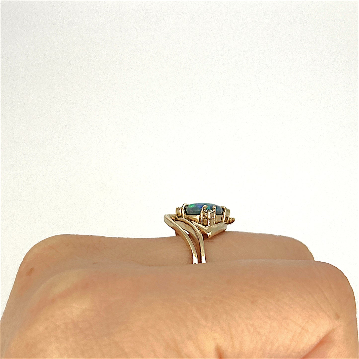 GOLD DEAL | 9ct Gold Midnight Flame Black Opal Ring Valuation: $2,000