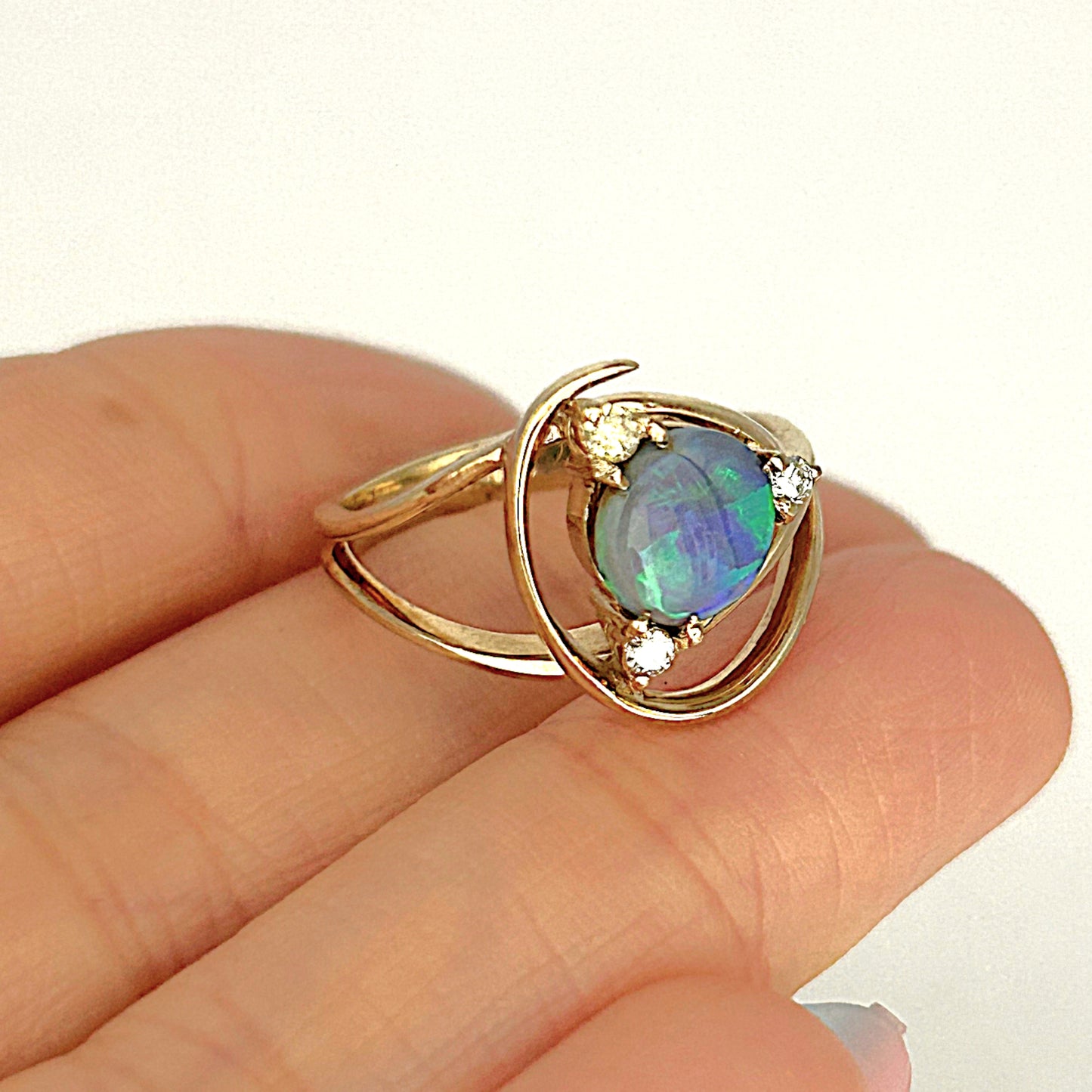GOLD DEAL | 9ct Gold Midnight Flame Black Opal Ring Valuation: $2,000