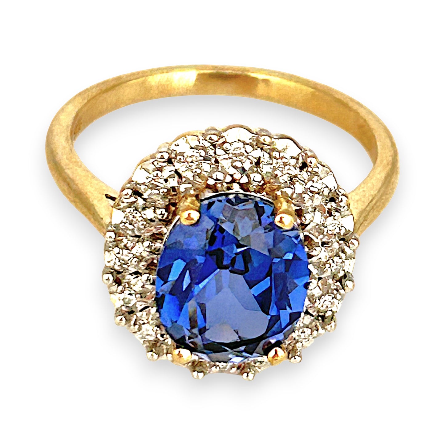 GOLD DEAL | 9ct Gold Sapphire Halo Ring with Diamonds Valuation $1,700