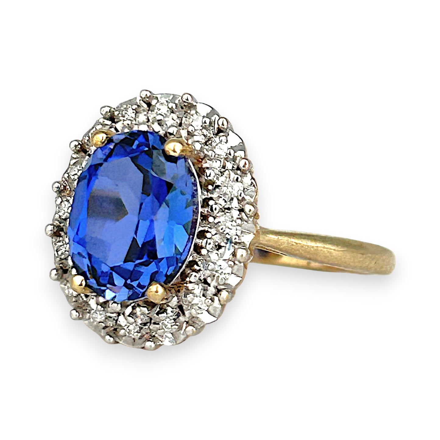GOLD DEAL | 9ct Gold Sapphire Halo Ring with Diamonds Valuation $1,700