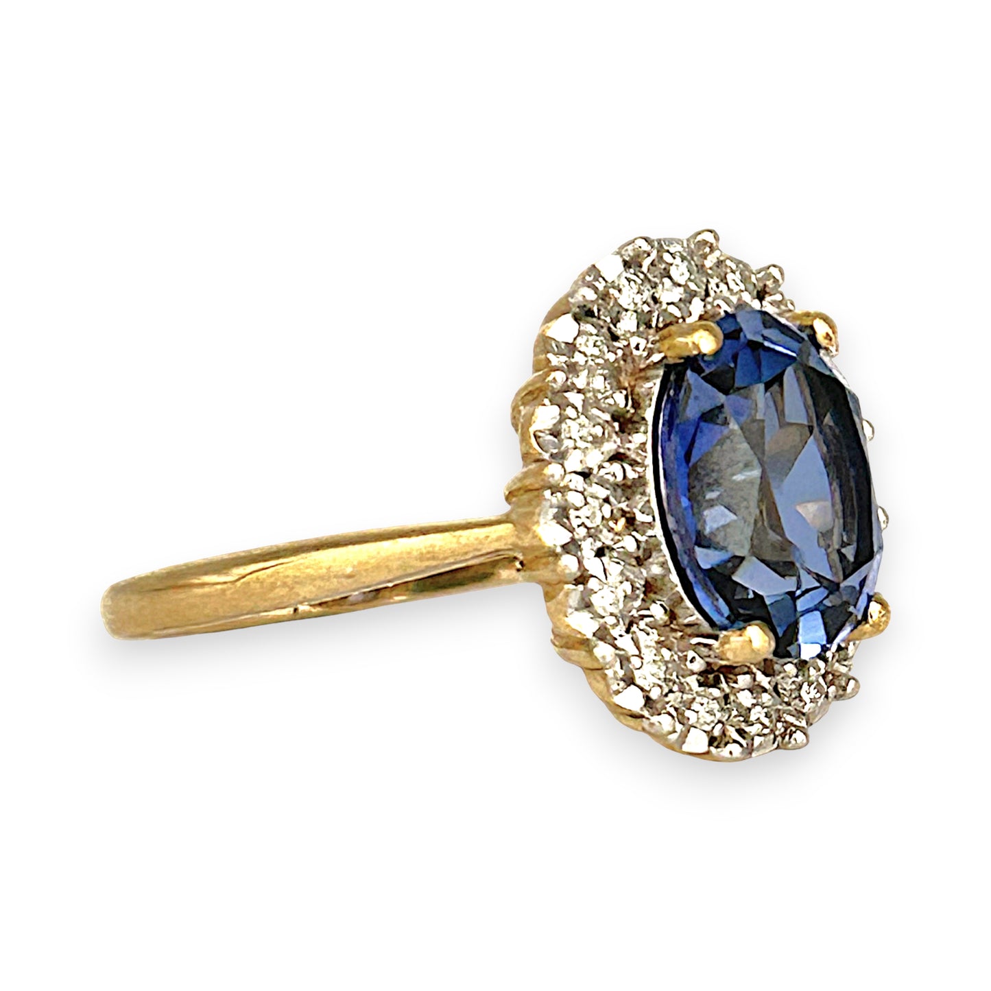 GOLD DEAL | 9ct Gold Sapphire Halo Ring with Diamonds Valuation $1,700