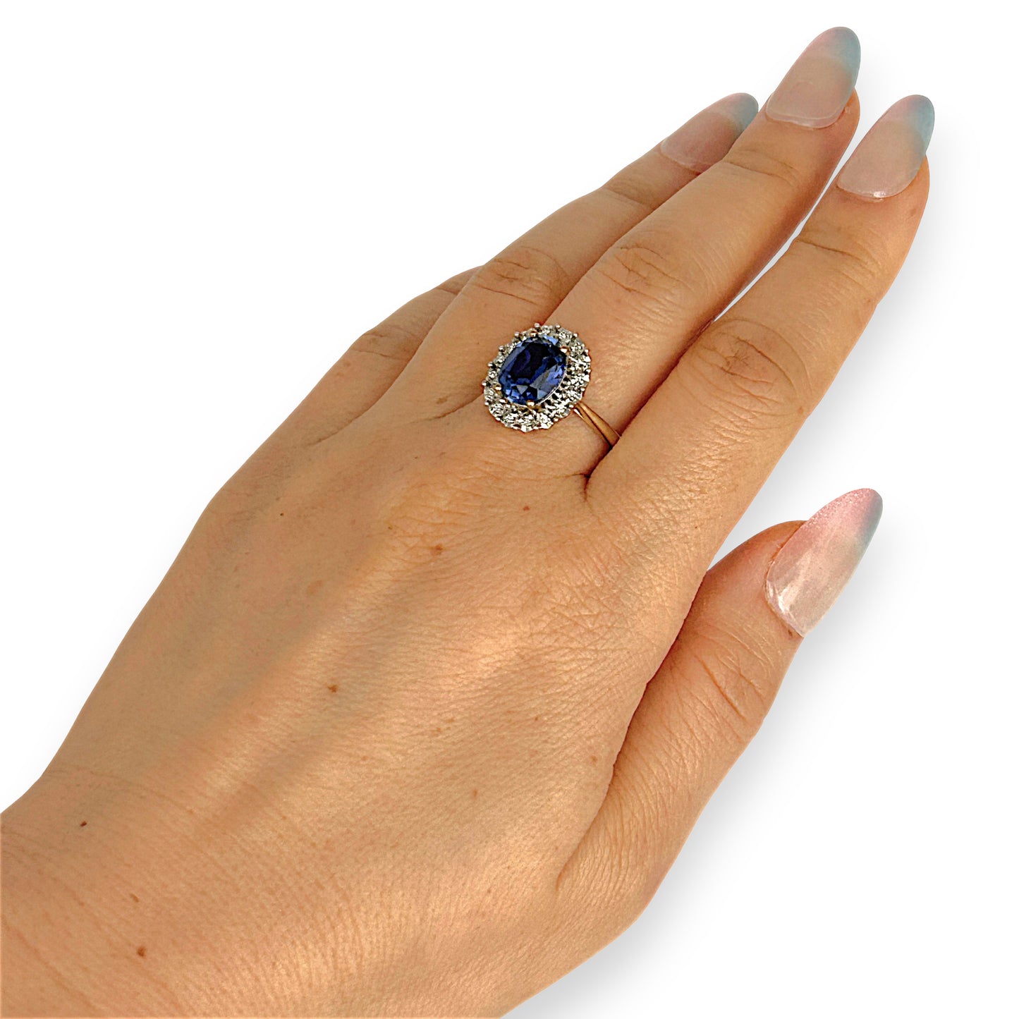 GOLD DEAL | 9ct Gold Sapphire Halo Ring with Diamonds Valuation $1,700