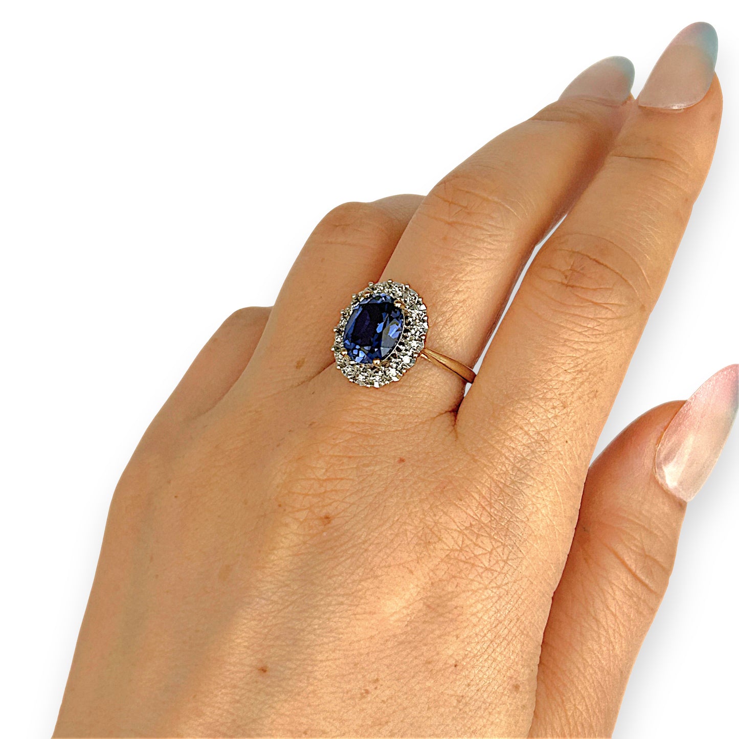 GOLD DEAL | 9ct Gold Sapphire Halo Ring with Diamonds Valuation $1,700