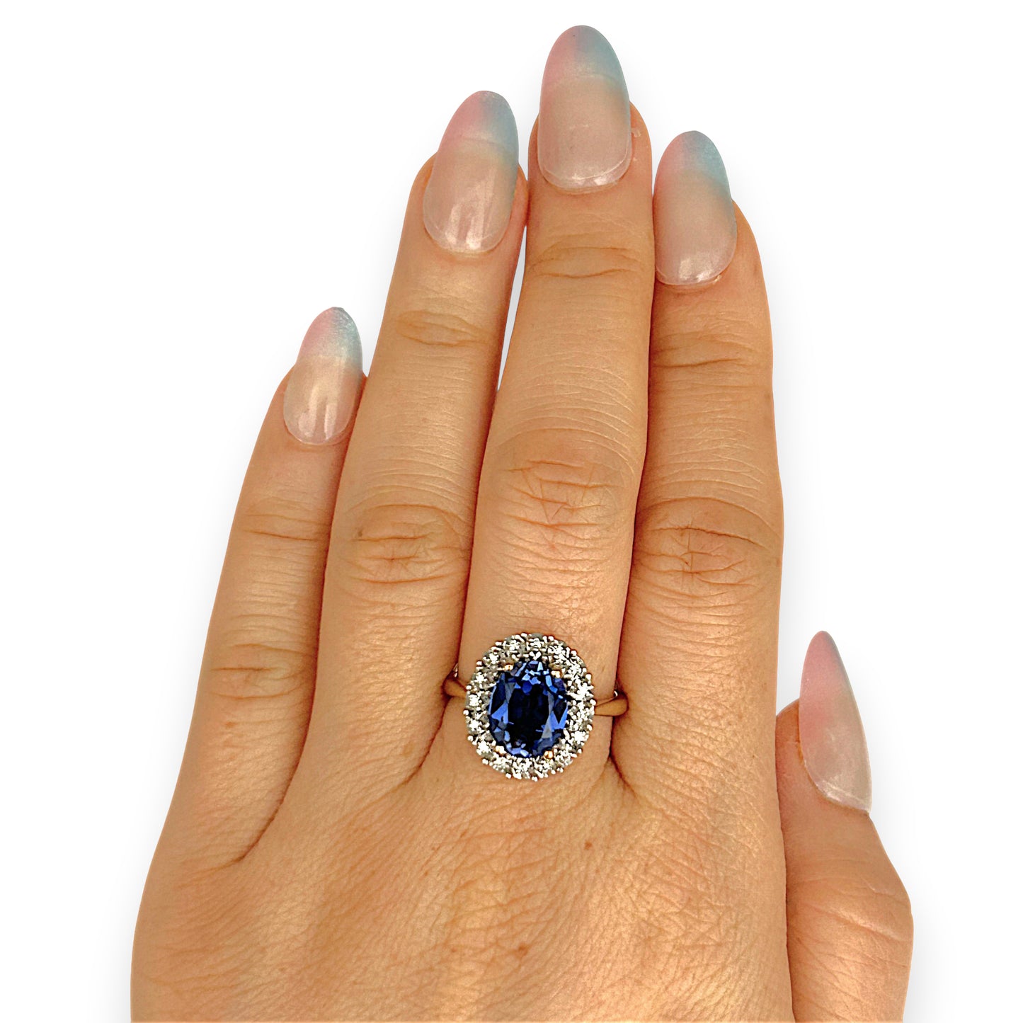 GOLD DEAL | 9ct Gold Sapphire Halo Ring with Diamonds Valuation $1,700