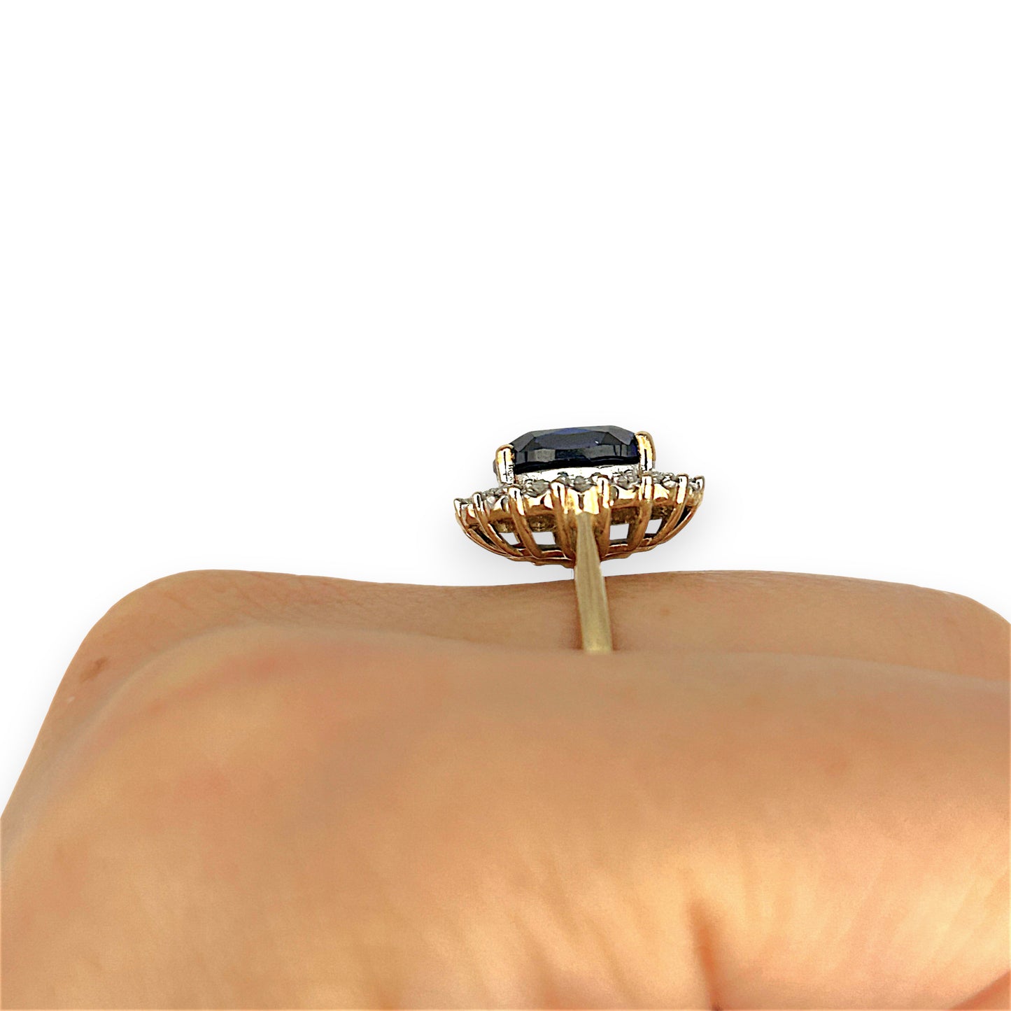 GOLD DEAL | 9ct Gold Sapphire Halo Ring with Diamonds Valuation $1,700