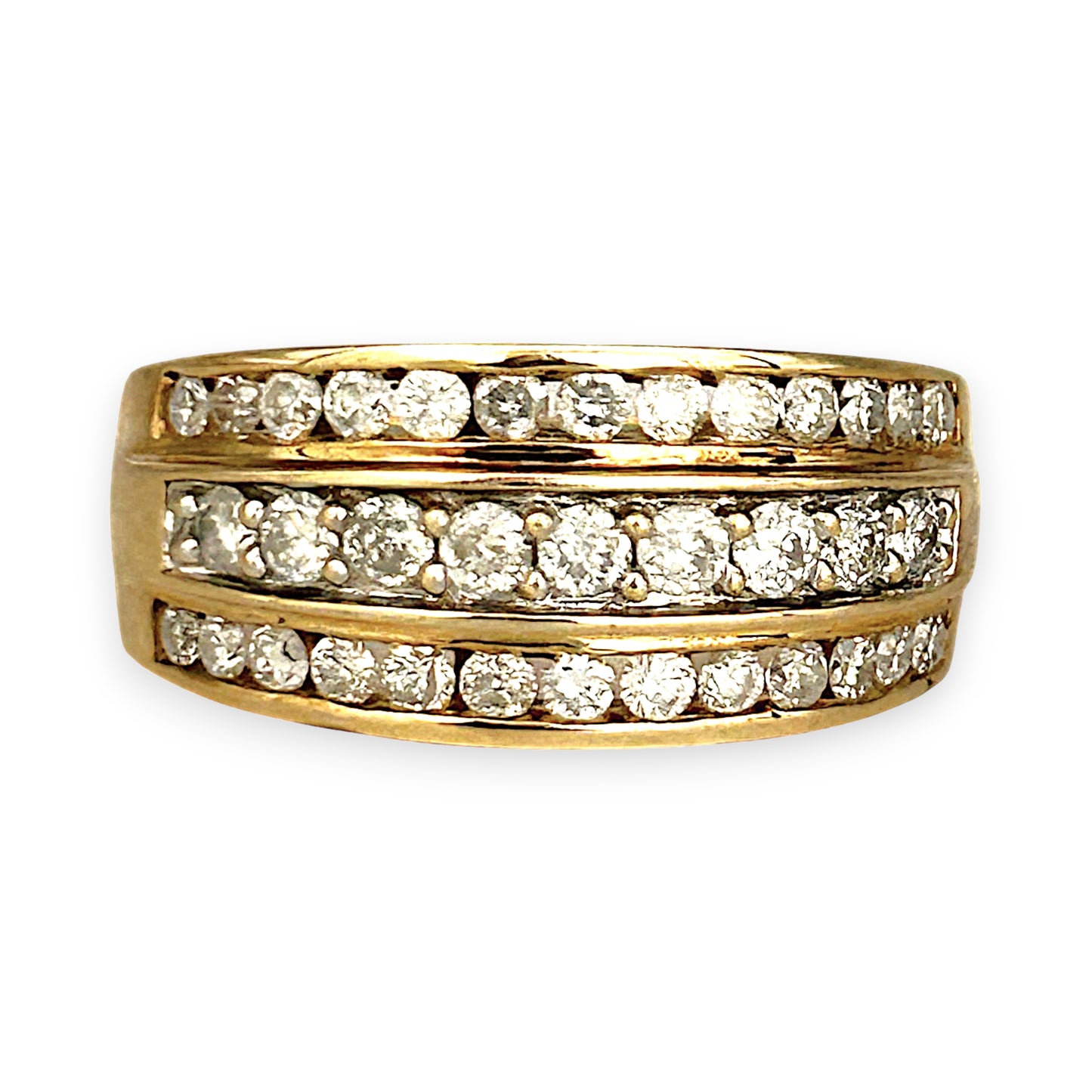 GOLD DEAL | 9ct Gold Triluxe Band Diamond Ring TDW 1.0ct.Valuation 3,450