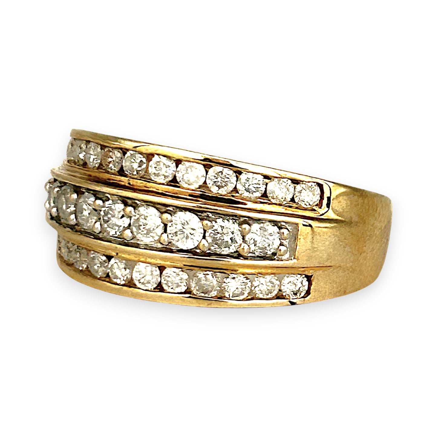 GOLD DEAL | 9ct Gold Triluxe Band Diamond Ring TDW 1.0ct.Valuation 3,450