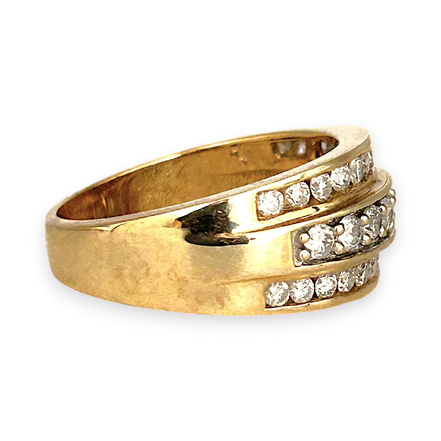 GOLD DEAL | 9ct Gold Triluxe Band Diamond Ring TDW 1.0ct.Valuation 3,450