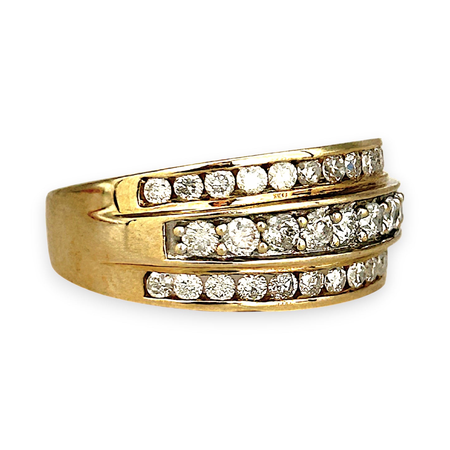 GOLD DEAL | 9ct Gold Triluxe Band Diamond Ring TDW 1.0ct.Valuation 3,450