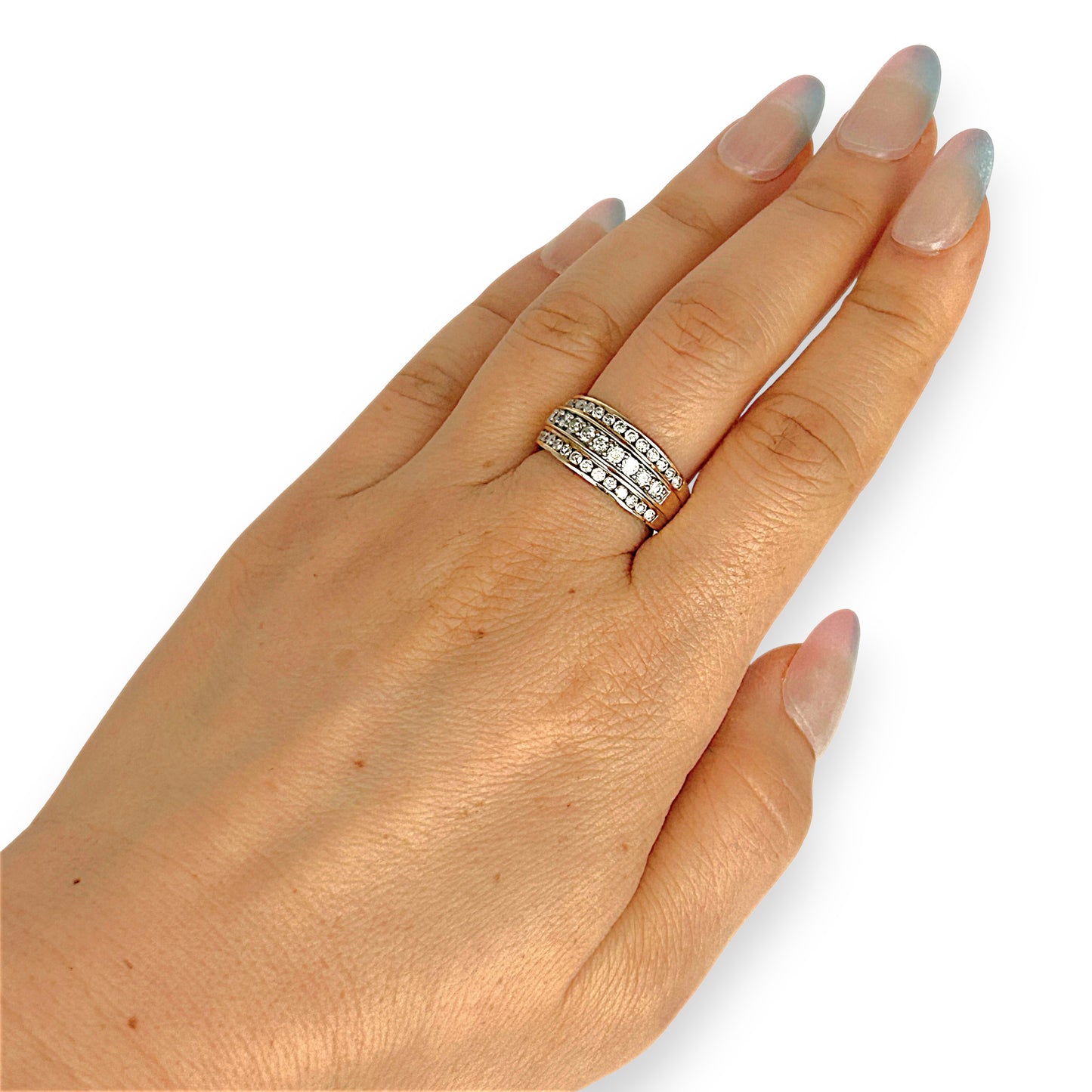 GOLD DEAL | 9ct Gold Triluxe Band Diamond Ring TDW 1.0ct.Valuation 3,450