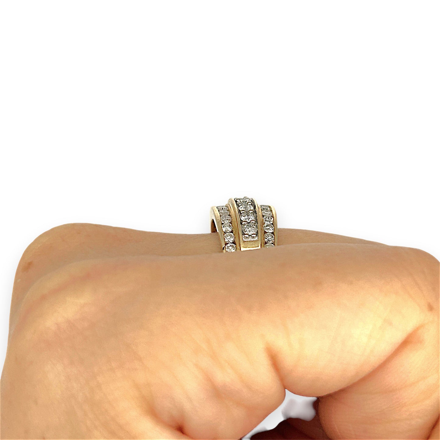 GOLD DEAL | 9ct Gold Triluxe Band Diamond Ring TDW 1.0ct.Valuation 3,450