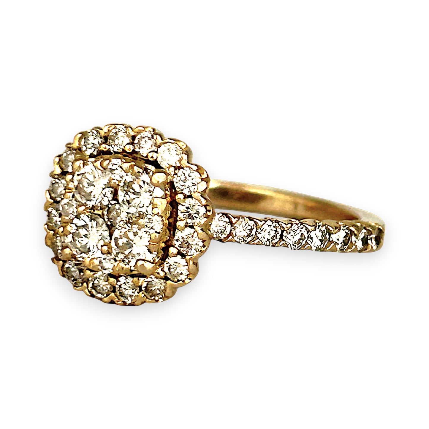 GOLD DEAL | 9ct Gold Lustre Crown 1.00ct Diamond Halo Ring Valuation $3,400