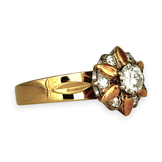 GOLD DEAL | FLASH SALE 18ct (18K) Y/W Gold Diamond 0.63ct Vintage Cluster Dress 1997 Ring