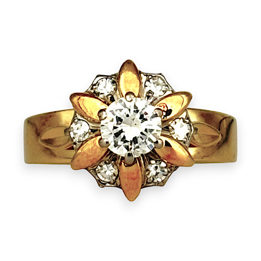 GOLD DEAL | FLASH SALE 18ct (18K) Y/W Gold Diamond 0.63ct Vintage Cluster Dress 1997 Ring