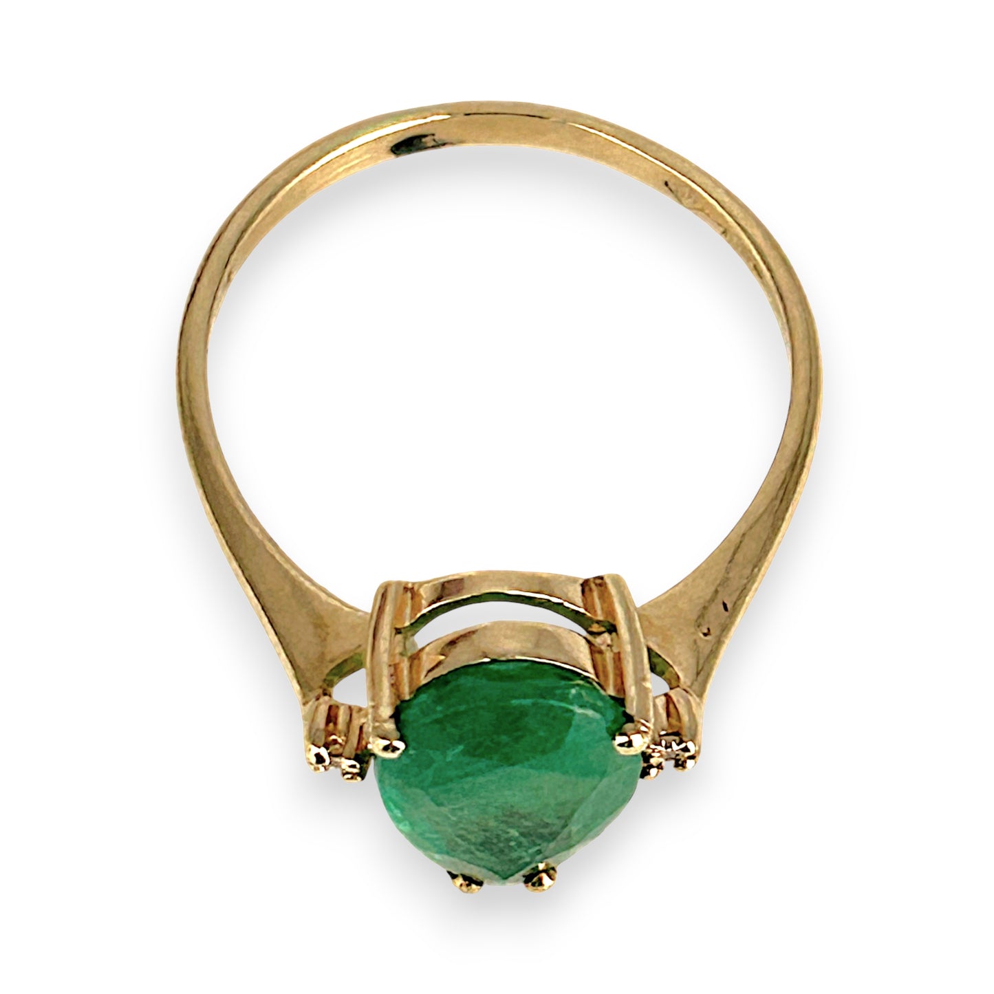 GOLD DEAL | 10ct Gold Emerald Teardrop Ring with Diamonds Valuation $2,500