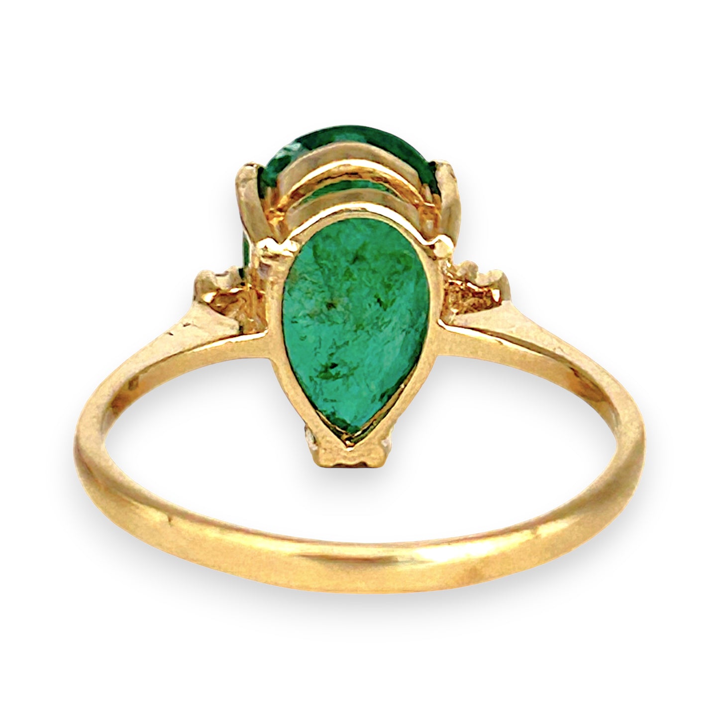 GOLD DEAL | 10ct Gold Emerald Teardrop Ring with Diamonds Valuation $2,500