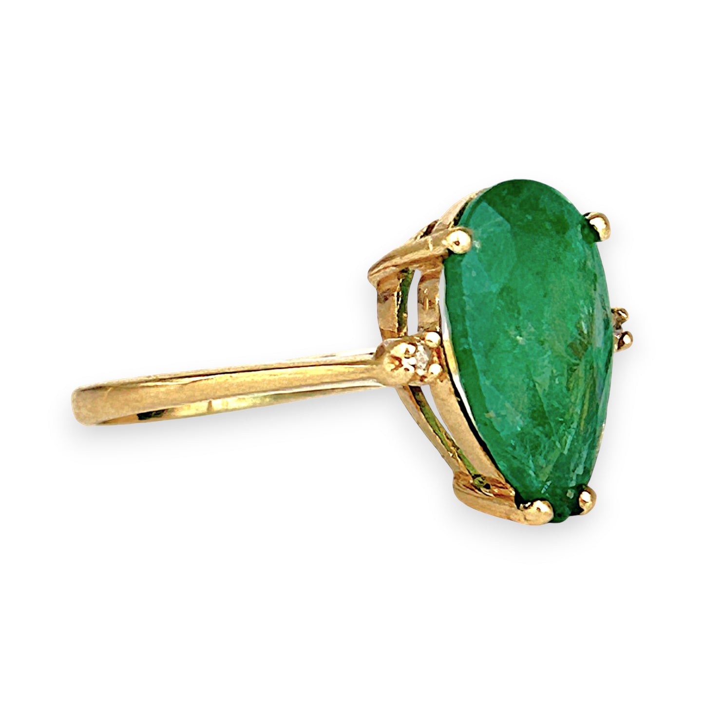 GOLD DEAL | 10ct Gold Emerald Teardrop Ring with Diamonds Valuation $2,500