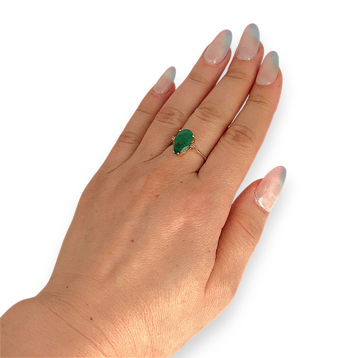 GOLD DEAL | 10ct Gold Emerald Teardrop Ring with Diamonds Valuation $2,500
