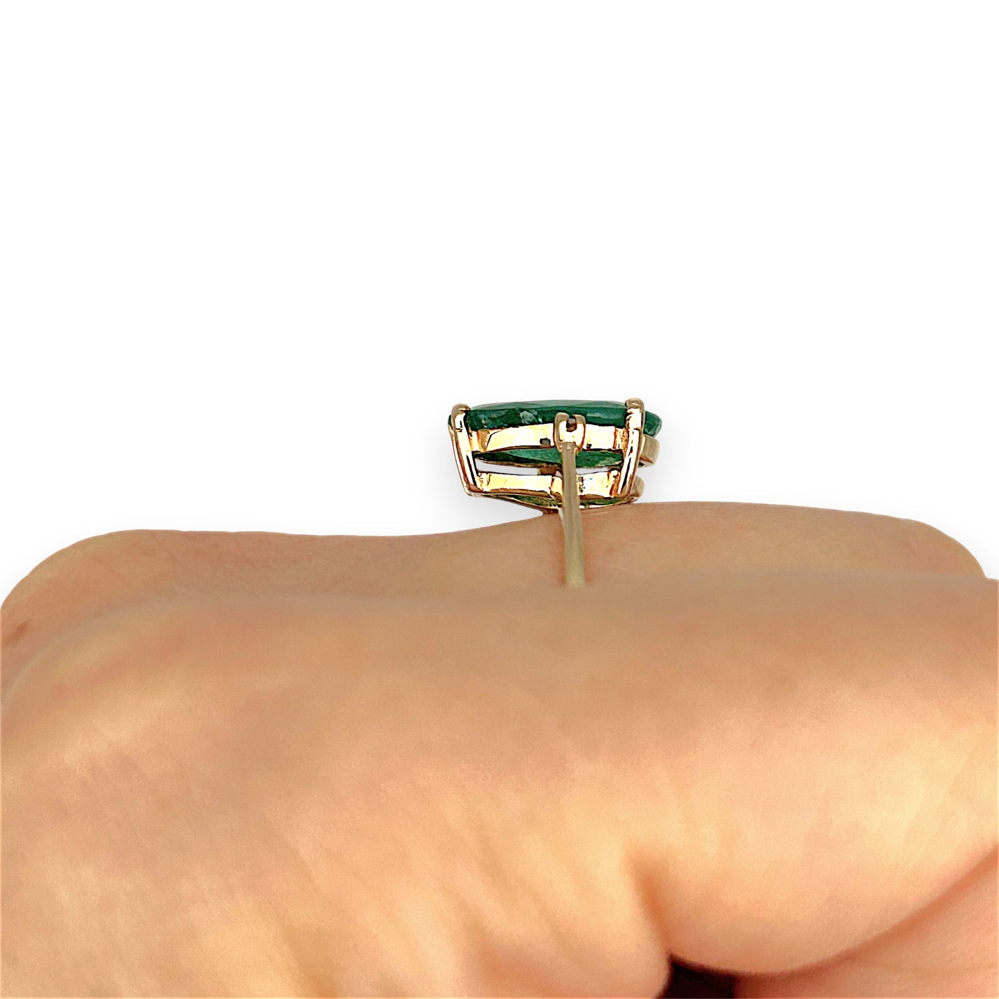 GOLD DEAL | 10ct Gold Emerald Teardrop Ring with Diamonds Valuation $2,500